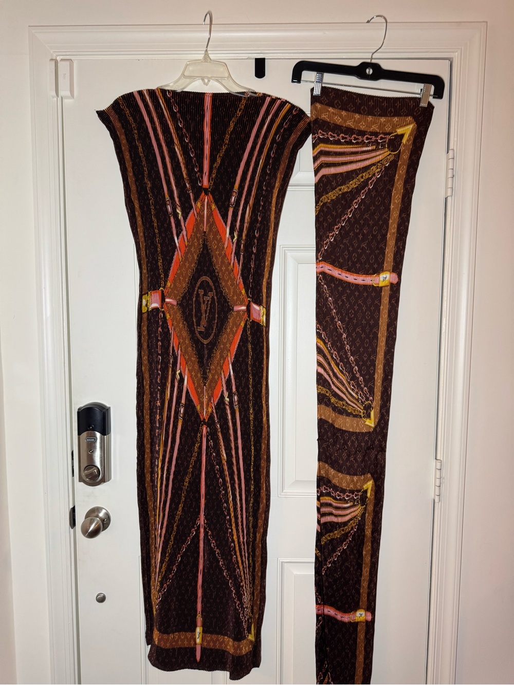 BRAND NEW! Brown Patterned Women’s Dress with Pink and Orange Accents